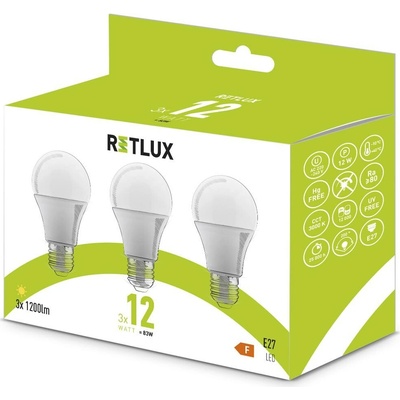 REL 32 LED A60 3x12W E27 teplá biela