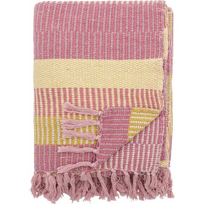 Bloomingville Přehoz z recyklované bavlny Isnel Pink 130 × 160 cm, růžová barva, textil