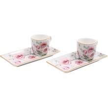 HOME ELEMENTS Espresso set 2 šálky s podtácky Růže 75 ml