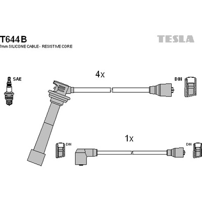 Sada zapaľovacích káblov TESLA T644B