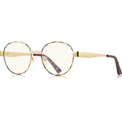Techsuit Очила за компютър Techsuit Anti-Blue Light Glasses Reflex PC (3175) - дамски, кръгли - Златист / Принт