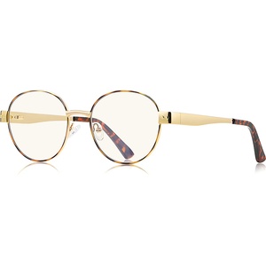 Techsuit Очила за компютър Techsuit Anti-Blue Light Glasses Reflex PC (3175) - дамски, кръгли - Златист / Принт