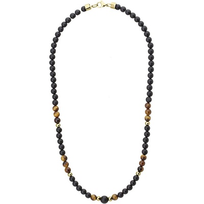 Manoki Pánský korálkový náhrdelník tygří oko, onyx X-WA634GA/60 Černá