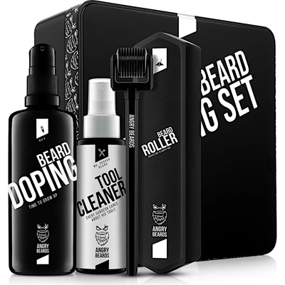 Angry Beards Dude's Cosmetics Bear Roller + Beard Doping BIG D 100 ml + Tool Cleaner 50 ml darčeková sada