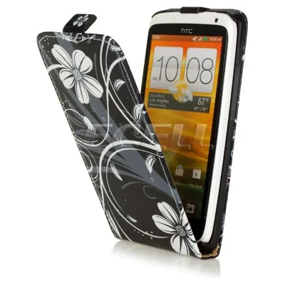 HTC One X Black Flower Flip Case + Протектор