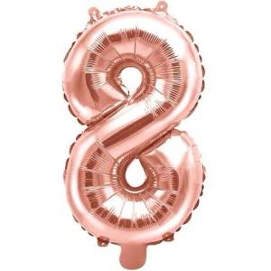 Party Deco Фолиев Балон Цифра, Розово Злато, 35см - 8 (fb10m-8-019r)