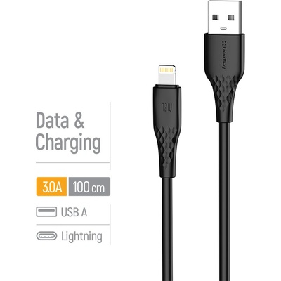 ColorWay CW-CBUL094-BK USB-A – Apple Lightning (textúrované PVC) 3A 1m černý