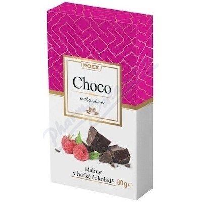 Poex Choco Exclusive maliny v hořké čokoládě 80 g