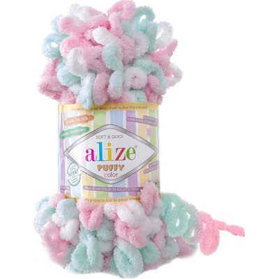 Alize příze Puffy color 6052 bílá, růžová, mint