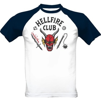 Tričko s potiskem Stranger Things Hellfire Club pánské navy bílá – Zboží Mobilmania