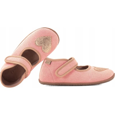 Barefoot papuče Emel pre deti ružové so srdiečkom