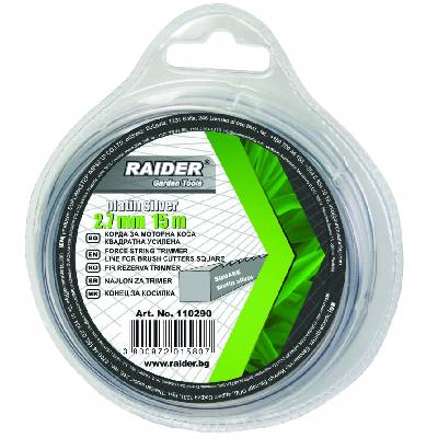 Корда за моторна коса Raider - Platin-silver, квадратна усилена, 2.7 mm х 15 m (110290)