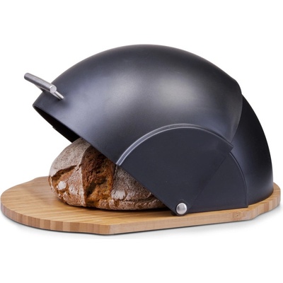 ZELLER Chlebník černý oválný bambus, plast 37x26x20,5cm