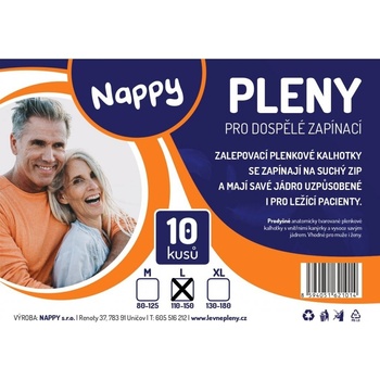 Nappy inkontinence pleny pro dospělé prodyšné zapínací L 110 - 150 cm 10 ks