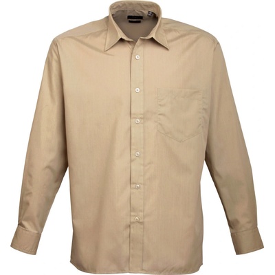 Premier PR200 popelínová košile dlouhý rukáv COT3902005550 khaki
