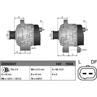 Alternátor DENSO DAN3007