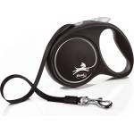 flexi Black Design повод за куче M до 25кг, 5м лента - черен