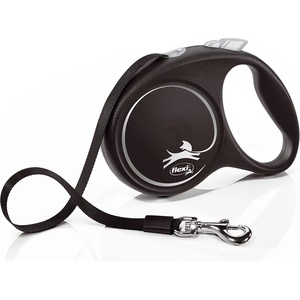 flexi Black Design повод за куче M до 25кг, 5м лента - черен