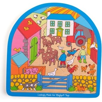Bigjigs Toys - Дървен многослоен пъзел - Ферма (BJ589)