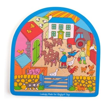 Bigjigs Toys - Дървен многослоен пъзел - Ферма (BJ589)