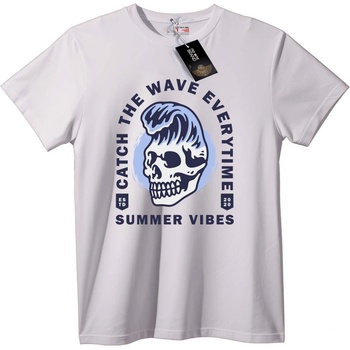 NOONEBRAND Тениска Skull Вълна Лято - S, White