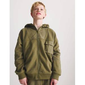 Marks & Spencer Зелен суитчър с качулка Marks & Spencer със закопчаване с цип и съдържание на висококачествен памук (6-16 години) Marks & Spencer | Zelen | Момчешки | 13-14