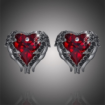 Éternelle náušnice Swarovski Elements Dark Angel Ruby andělská křídla E1480-SE8080A(4) Červená