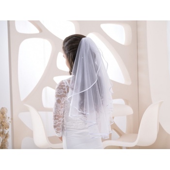 Svatební závoj zdobený perličkami - bílá Bajabella