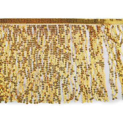 Třásně s holografickými flitry šíře 30 cm zlatá 1 m