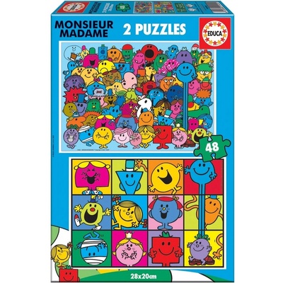 Educa Пъзел 2 в 1 Educa, Мосю Мадам, 2 х 48 части
