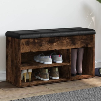 vidaXL Пейка за обувки, опушен дъб, 82x32x45, 5 см, инженерно дърво (835030)