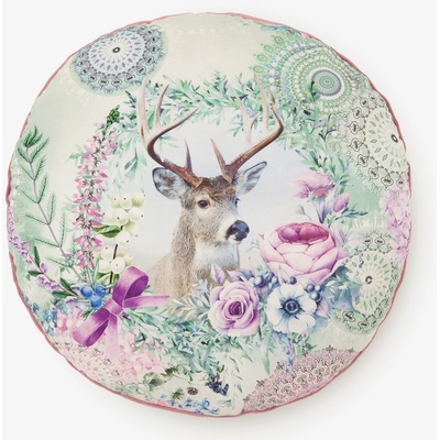 HIP Диаметър 55 см - Розова и зелена двустранна възглавница с мотив HIP Romini HIP | Zelen | Home | UNI