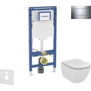 Geberit Duofix - Комплект за стенен монтаж, тоалетна и седалка Ideal Standard Tesi, бутони Sigma20, хром SANI11CD1110 (SANI11CD1110)
