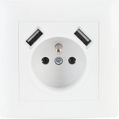 Zásuvka VCX WESA LC-13A 250V s 2x USB 2A max., bílá; LC13A
