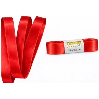 Stuha saténová červená - skládaná 15mm x 3m (6,-Kč/m) – Sleviste.cz
