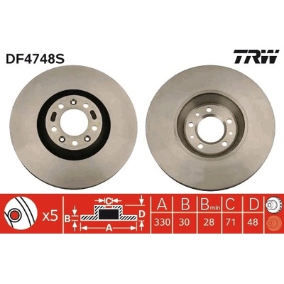 Brzdový kotúč TRW DF4748S