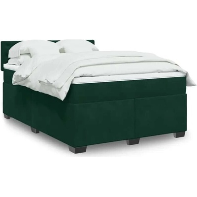 vidaXL 11461.3286321 Boxspring postel s matrací tmavě zelená samet