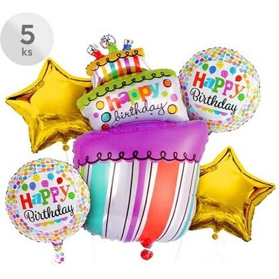 Balóny Happy Birthday, sada 5ks