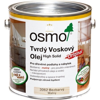Osmo 3062 Tvrdý voskový olej Originál 0,375 l Bezfarebný matný
