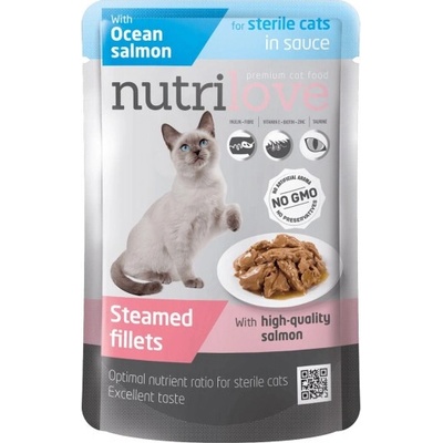 Nutrilove Dusené filetky STERILE s lososom v omáčke 85 g