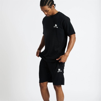 Money Lounger Elasticated Short Twin Set - Black