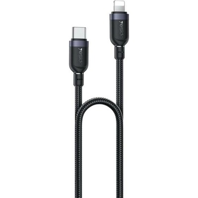 Yesido CA189 opletený nabíjecí a datový USB-C na Lightning 1,2m černý