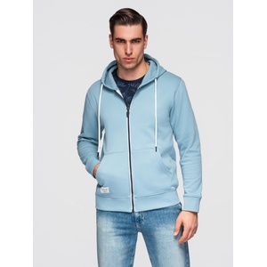 Ombre Clothing Мъжко памучно еластично суитшърт BASIC с качулка - синьо V7 OM-SSBZ-0272 Ombre Clothing Ombre Clothing | Sin | МЪЖЕ | XXL