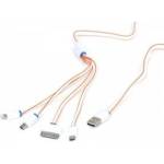 Omega hydra usb universal charging cable cable kit 4 in 1: micro usb + mini usb + iphone4 + lightning - white & orange [42813]