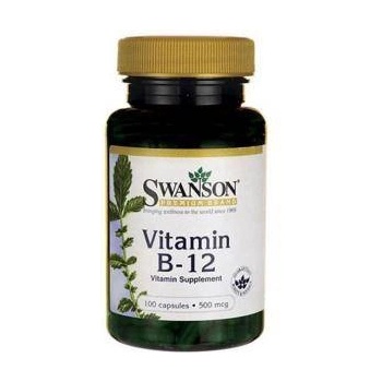 Swanson Витамин B12, Vitamin B-12 (Cyanocobalamin) 500mcg. / 100 Caps. , 4279