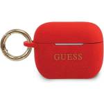 GUESS Луксозен Калъф за Apple Airpods Pro, Guess Silicone Glitter Case, Червен (GUACAPSILGLRE)