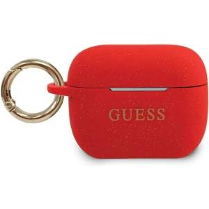 GUESS Луксозен Калъф за Apple Airpods Pro, Guess Silicone Glitter Case, Червен (GUACAPSILGLRE)