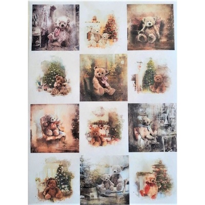 Itd. Collection Rýžový papír Vánoční Medvídci čtverečky A4 – Zboží Mobilmania