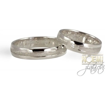 Snubní prsteny bílé zlato 0095 mat/lesk