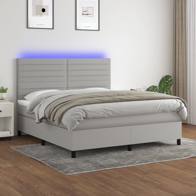 vidaXL 11461.3134965 Boxspring postel s matrací a LED světle šedá textil